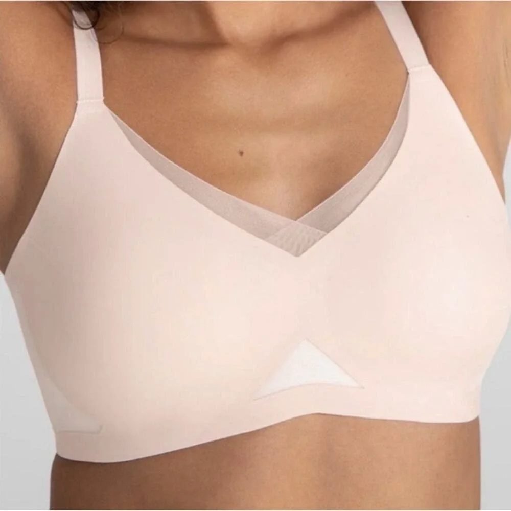 Honeylove 2X Bra Crossover Wireless Full Coverage Petal Pink Padded Back Closure